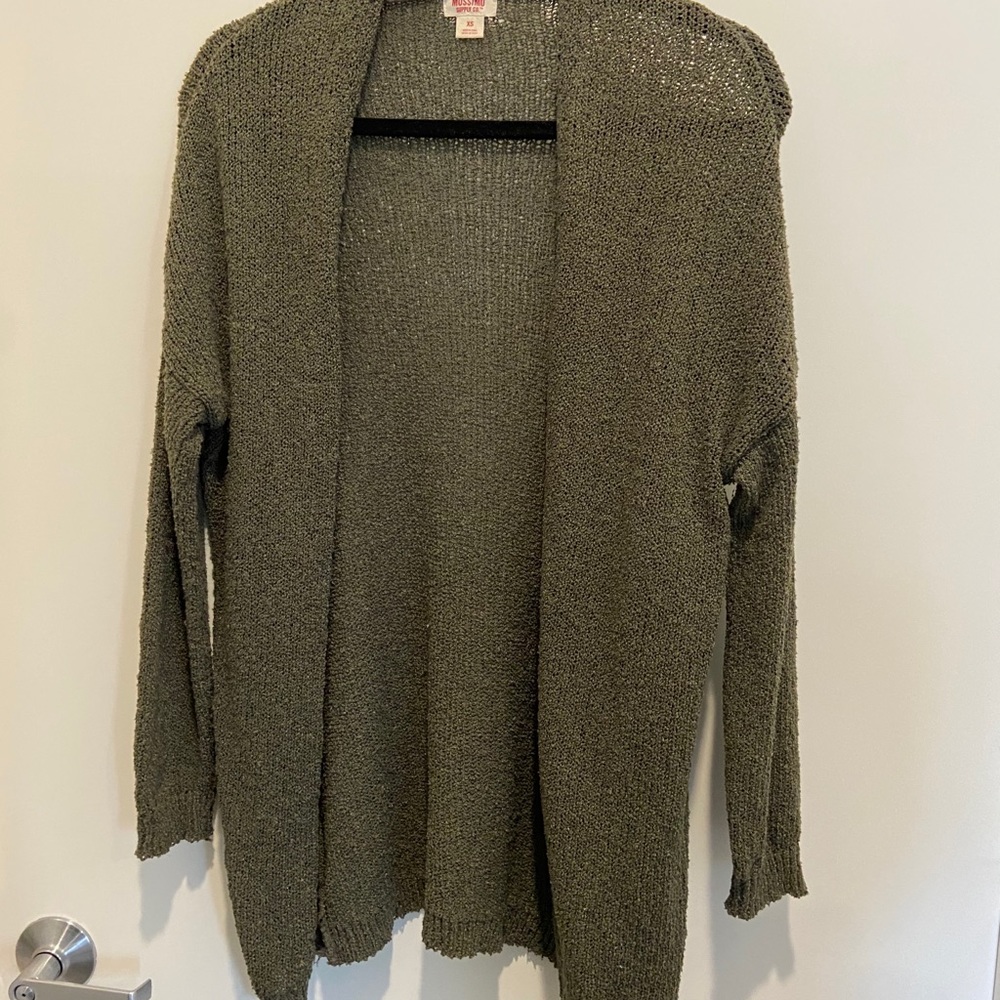 Waffle knit olive cardigan